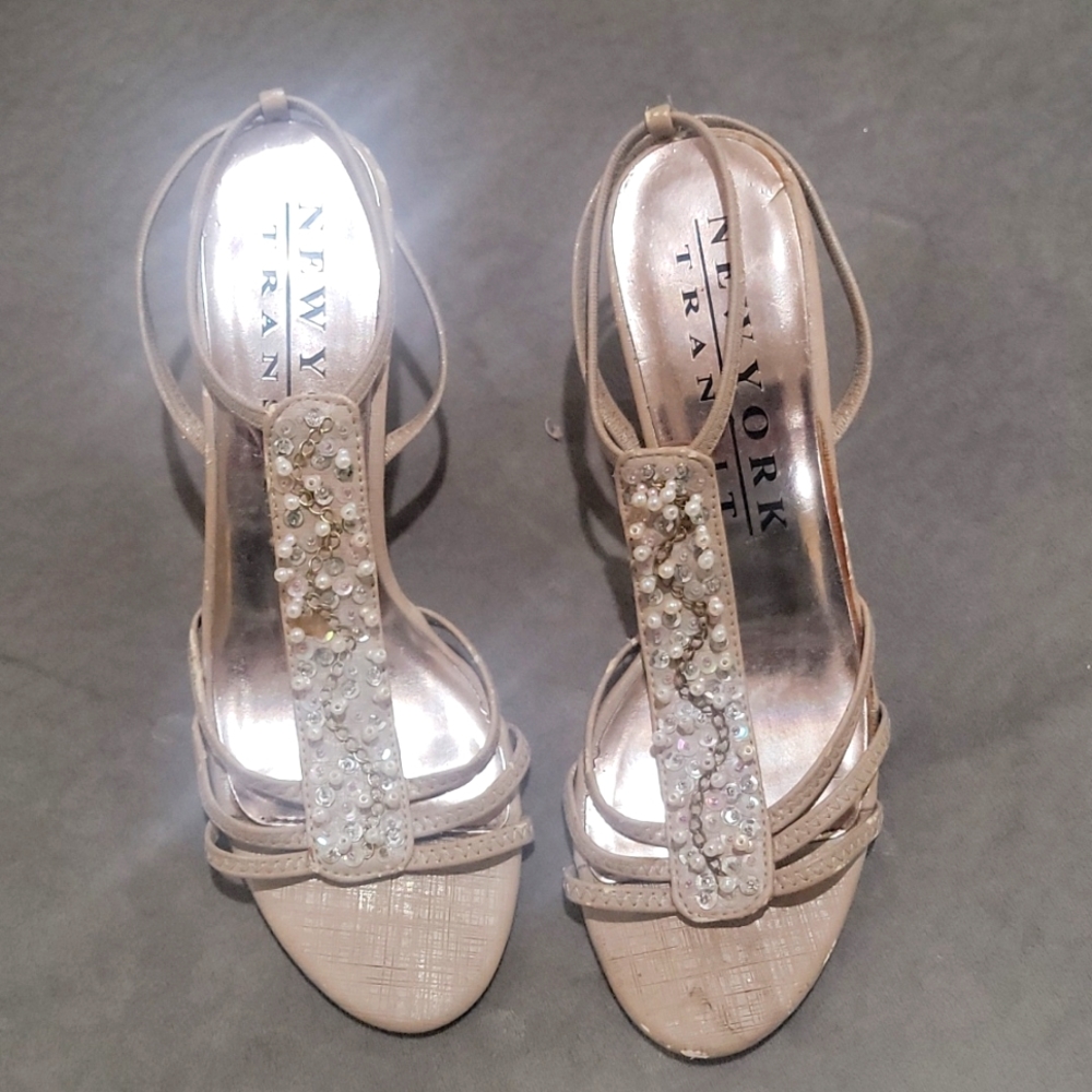 Champagne beaded heels